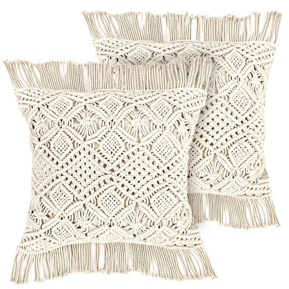 Livalya Macrame Pillow Covers Set of 2